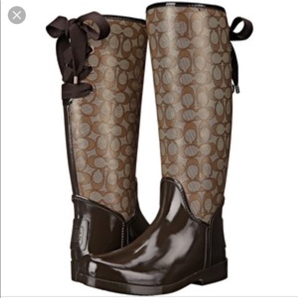 Coach Shoes - Coach Rain Boots with Lace Up Detail